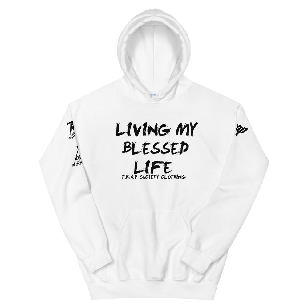 LIVING MY BLESSED LIFE HOODIE-WHITE/BLACK,GREY/BLACK